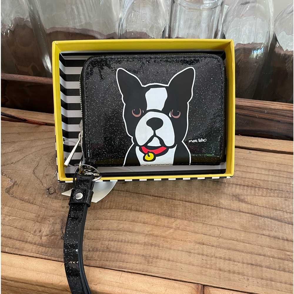 NIB “Marc Tetro NY” BLACK GLITTERY “FRENCHIE PUG” Wallet